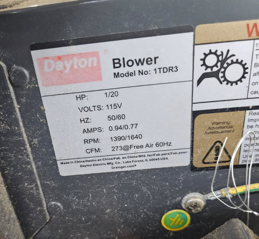 Blower for a 2' Wide Evaporator, 1/20 HP, 273 cfm