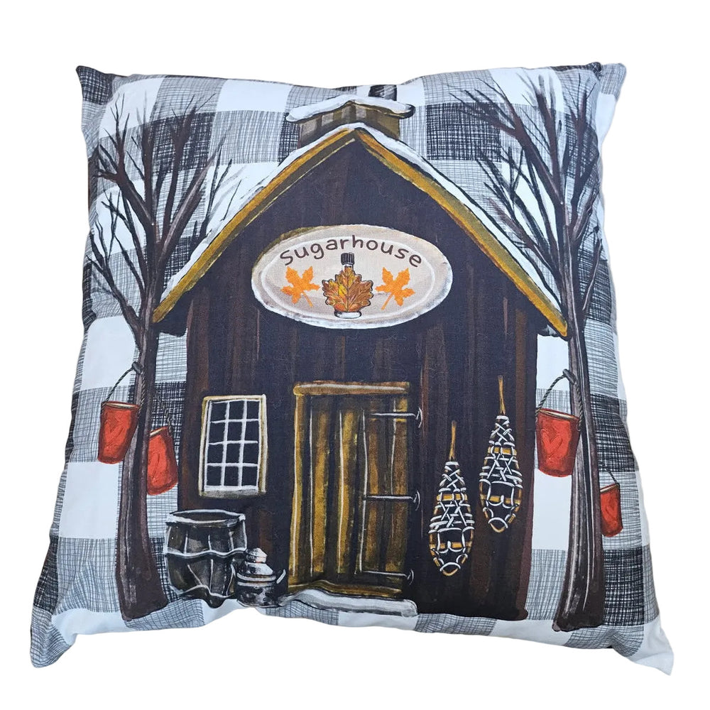 Throw Pillow with Sugar House and Trees