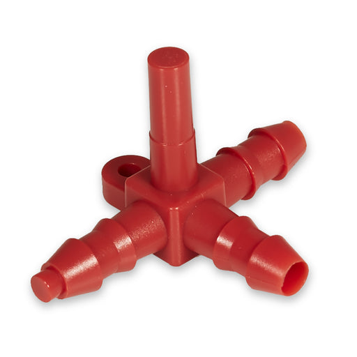 5/16" Leader End Line Tee w/Right Hand Plug (red)